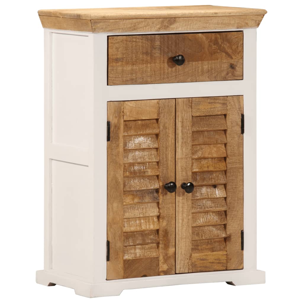 White and brown sideboard 55x30x73 cm solid raw mango wood