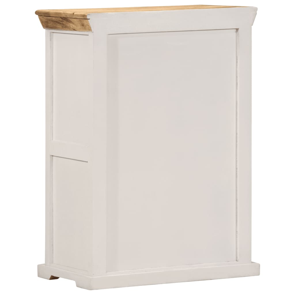 White and brown sideboard 55x30x73 cm solid raw mango wood