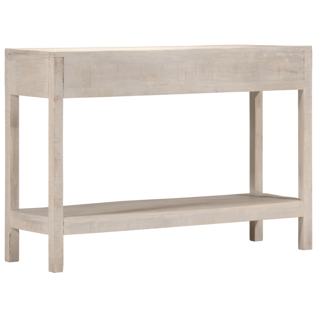 Table console blanc 110x35x75 cm bois de manguier solide