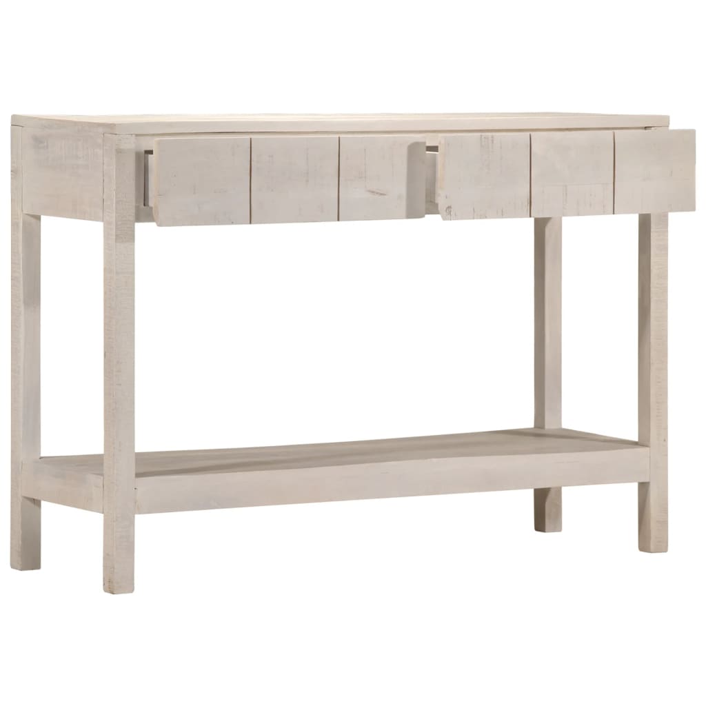 Table console blanc 110x35x75 cm bois de manguier solide