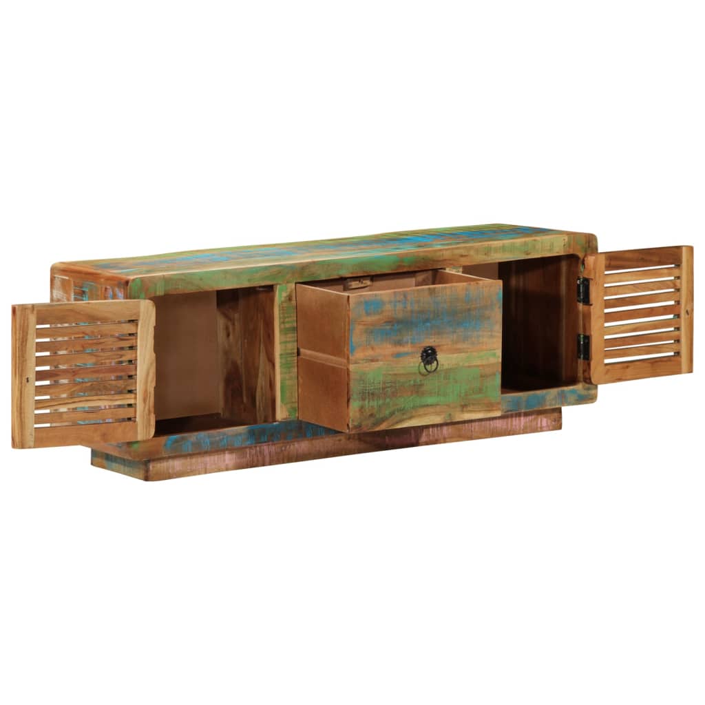 Meuble TV 110x30x40 cm bois massif de récupération