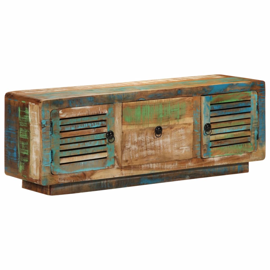 Meuble TV 110x30x40 cm bois massif de récupération