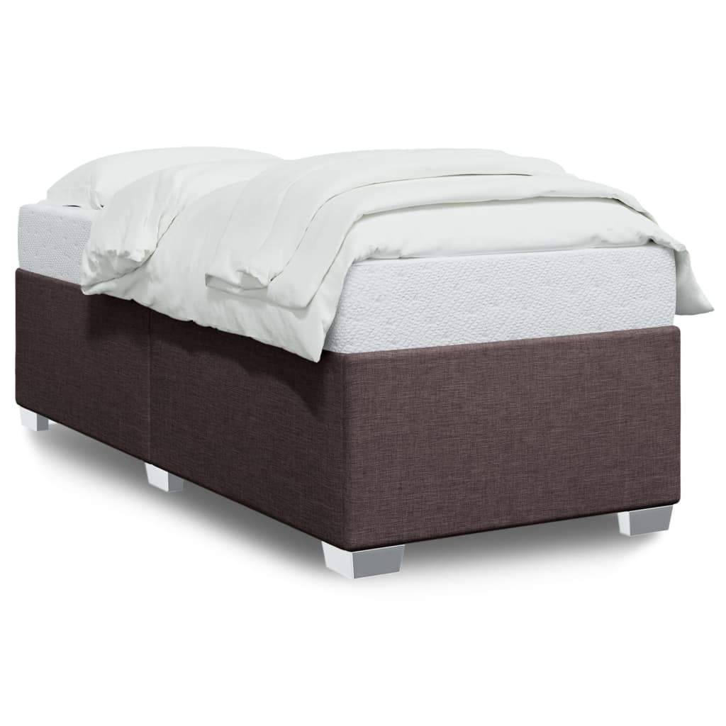 Cadre de lit sans matelas marron foncé 100x200 cm tissu