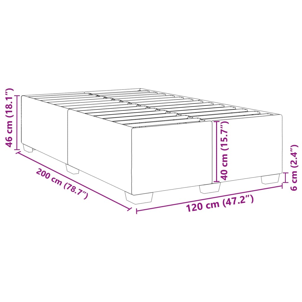 Cadre de lit sans matelas crème 120x200 cm tissu