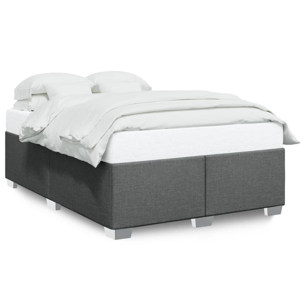 Cadre de lit sans matelas gris foncé 140x190 cm tissu