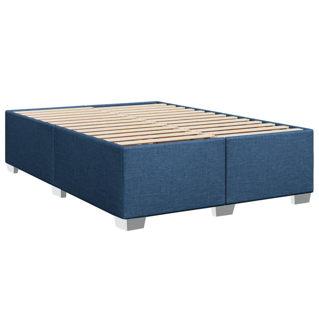 Bed frame without mattress blue 140x200 cm fabric