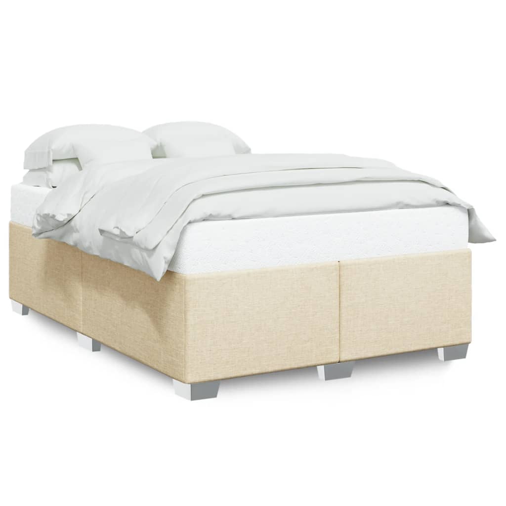 Cadre de lit sans matelas crème 160x200 cm tissu