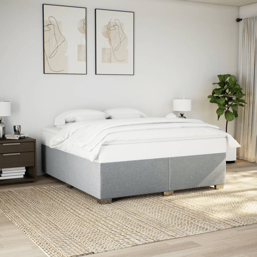 Cadre de lit sans matelas gris clair 180x200 cm tissu