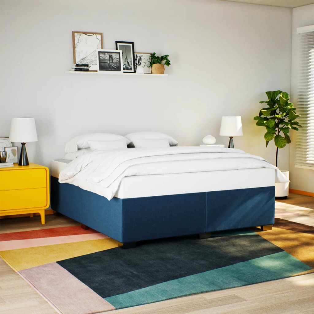 Bed frame without mattress blue 180x200 cm fabric