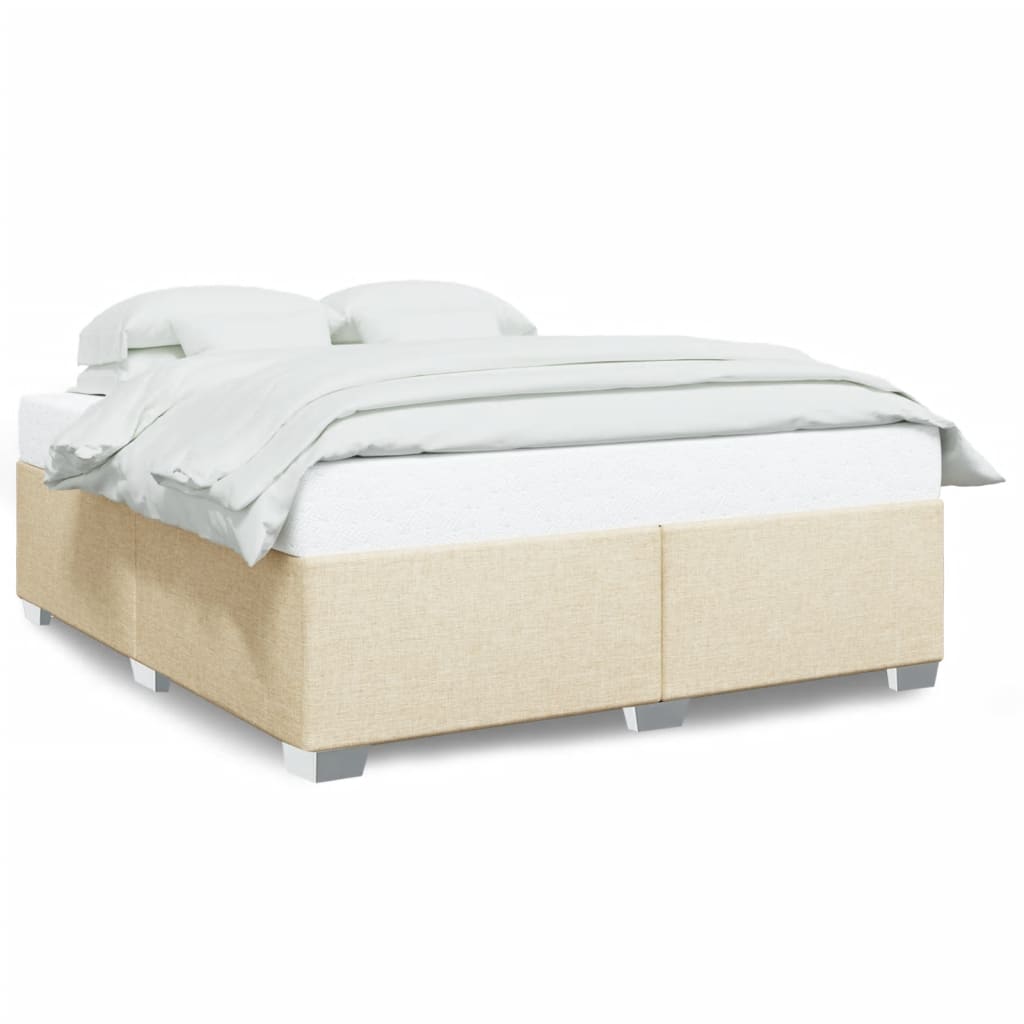 Cadre de lit sans matelas crème 200x200 cm tissu