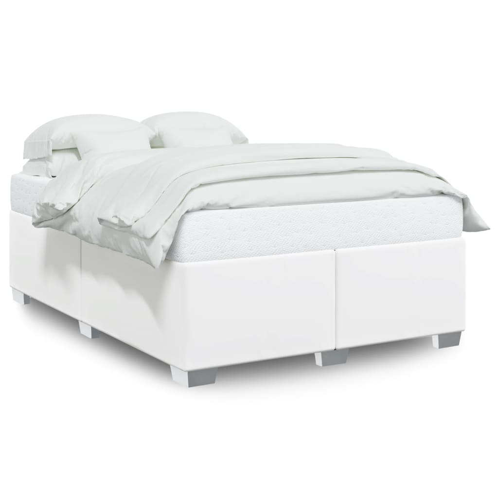 Cadre de lit sans matelas blanc 140x190 cm similicuir