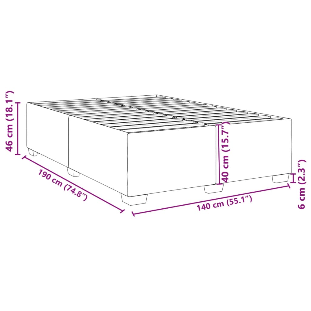 Cadre de lit sans matelas cappuccino 140x190 cm similicuir