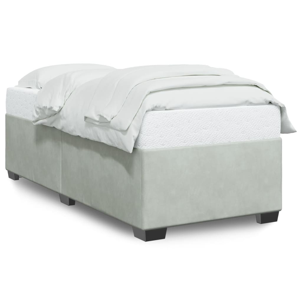 Cadre de lit sans matelas gris clair 90x190 cm velours