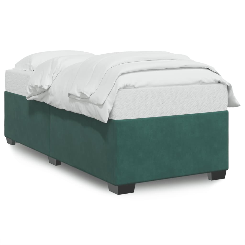 Cadre de lit sans matelas vert foncé 90x200 cm velours