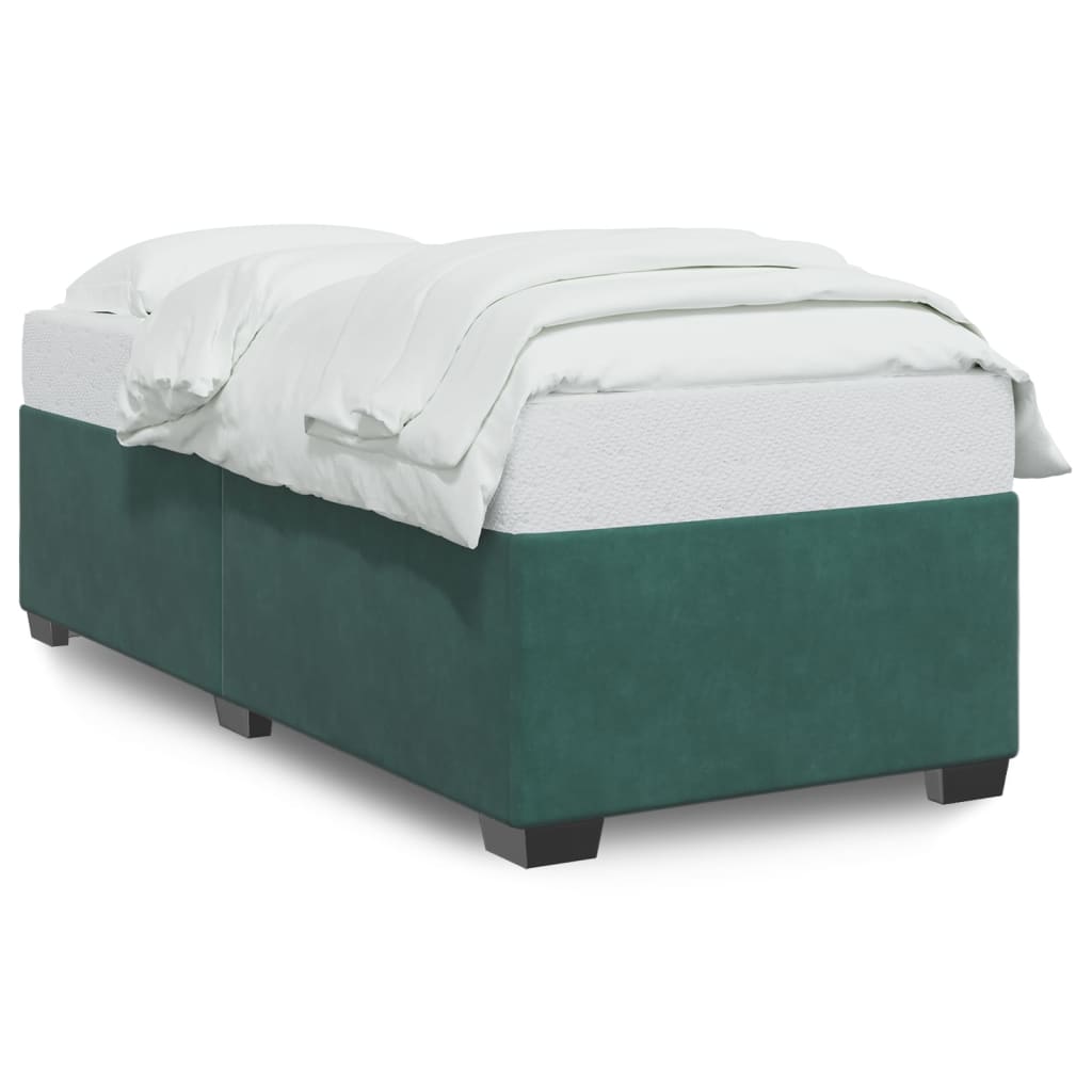 Cadre de lit sans matelas vert foncé 100x200 cm velours