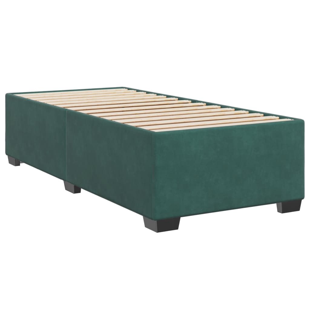 Cadre de lit sans matelas vert foncé 100x200 cm velours