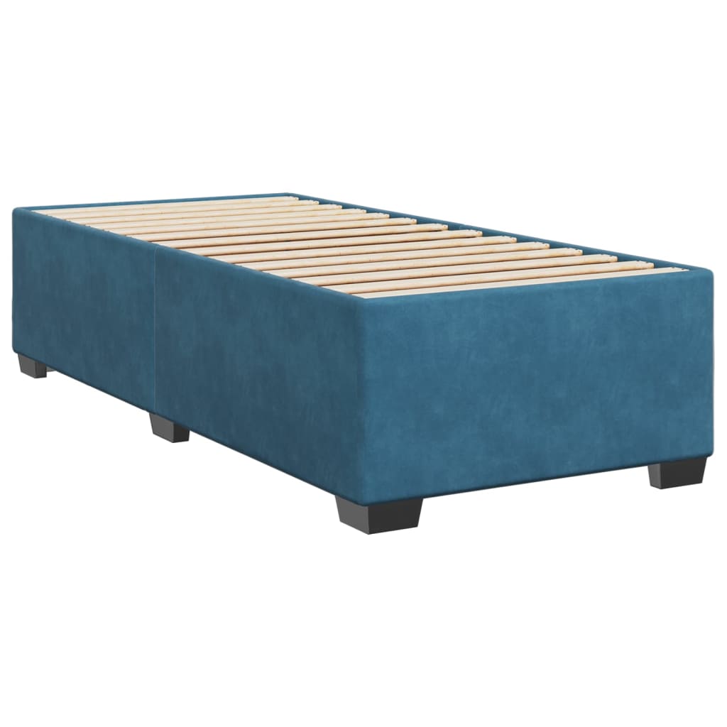 Cadre de lit sans matelas bleu 100x200 cm velours