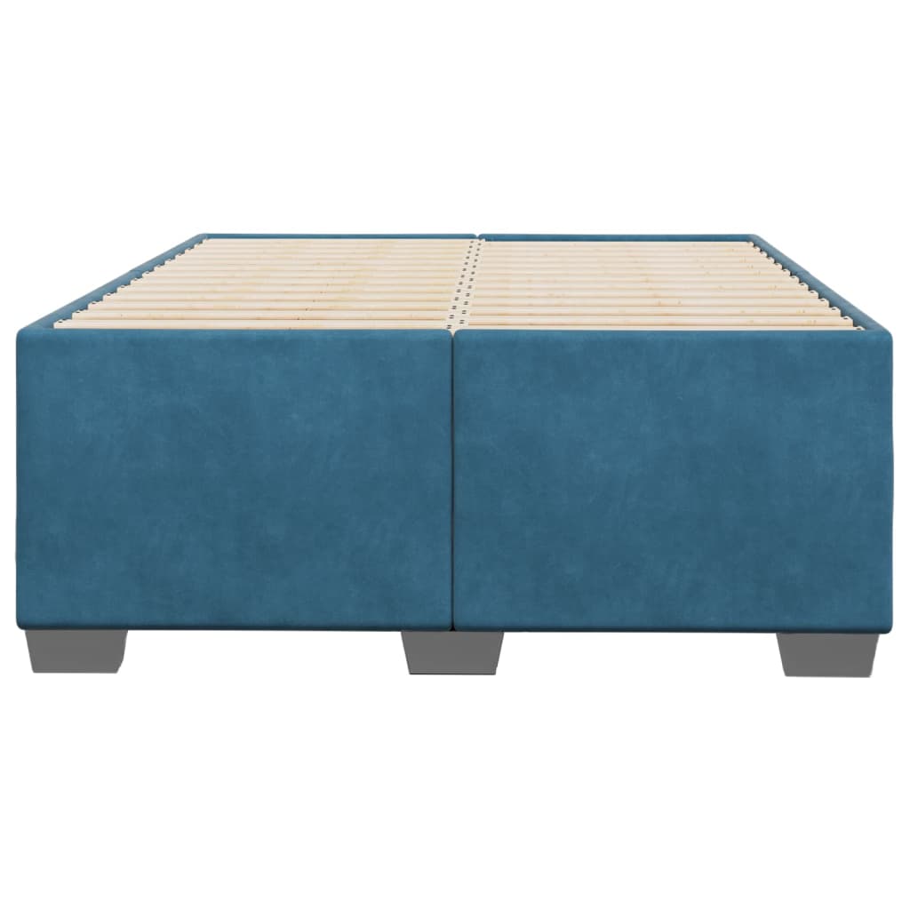 Cadre de lit sans matelas bleu 120x190 cm velours