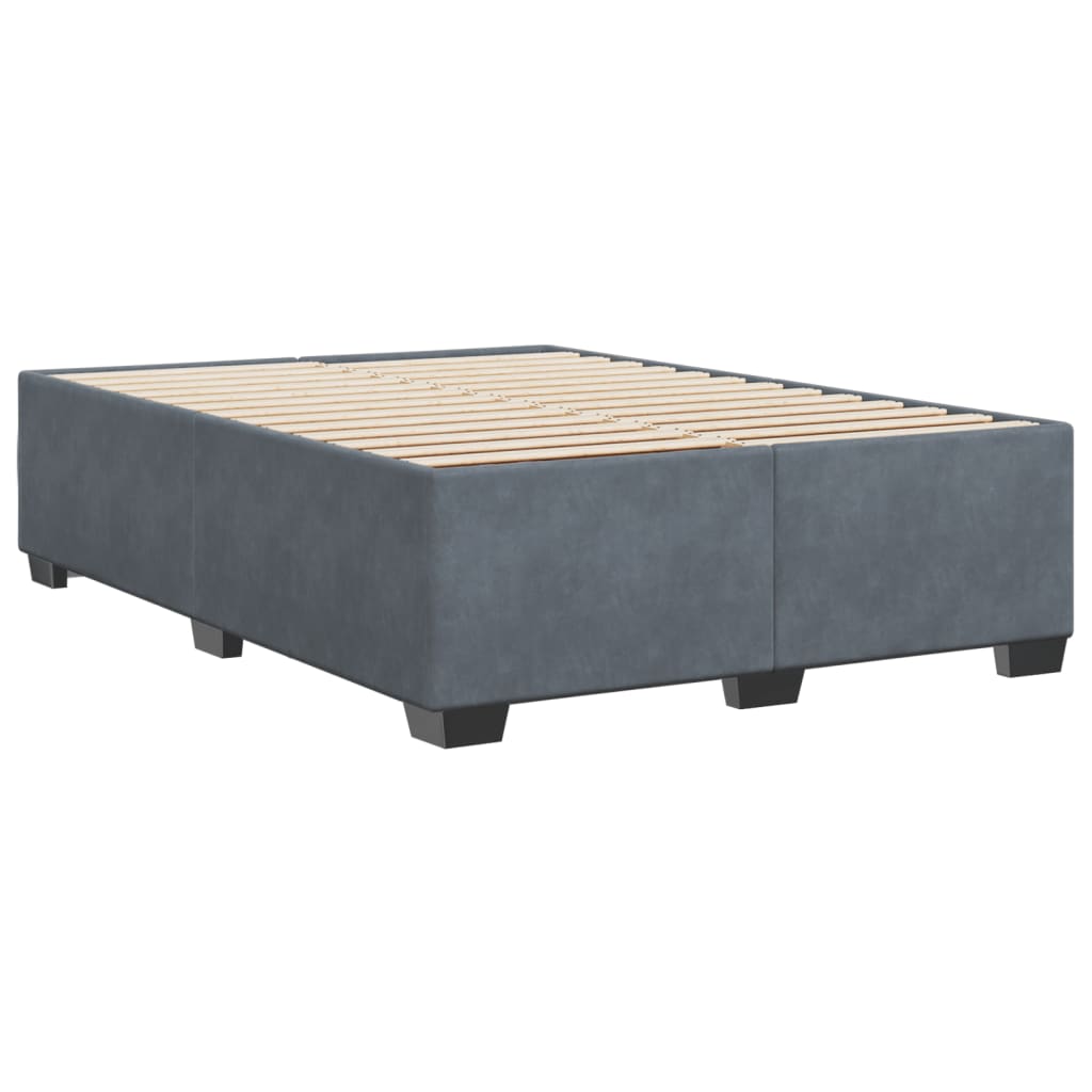 Cadre de lit sans matelas gris foncé 140x190 cm velours