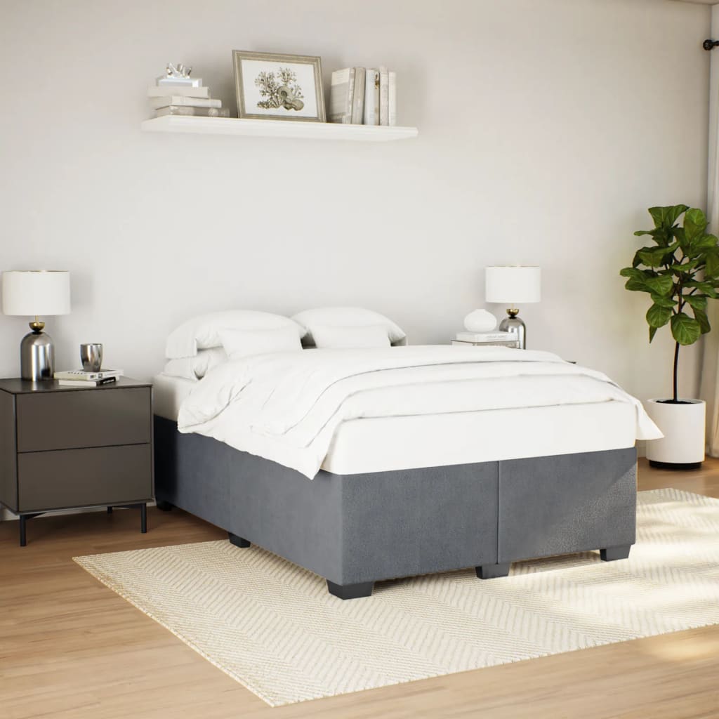 Cadre de lit sans matelas gris foncé 140x190 cm velours