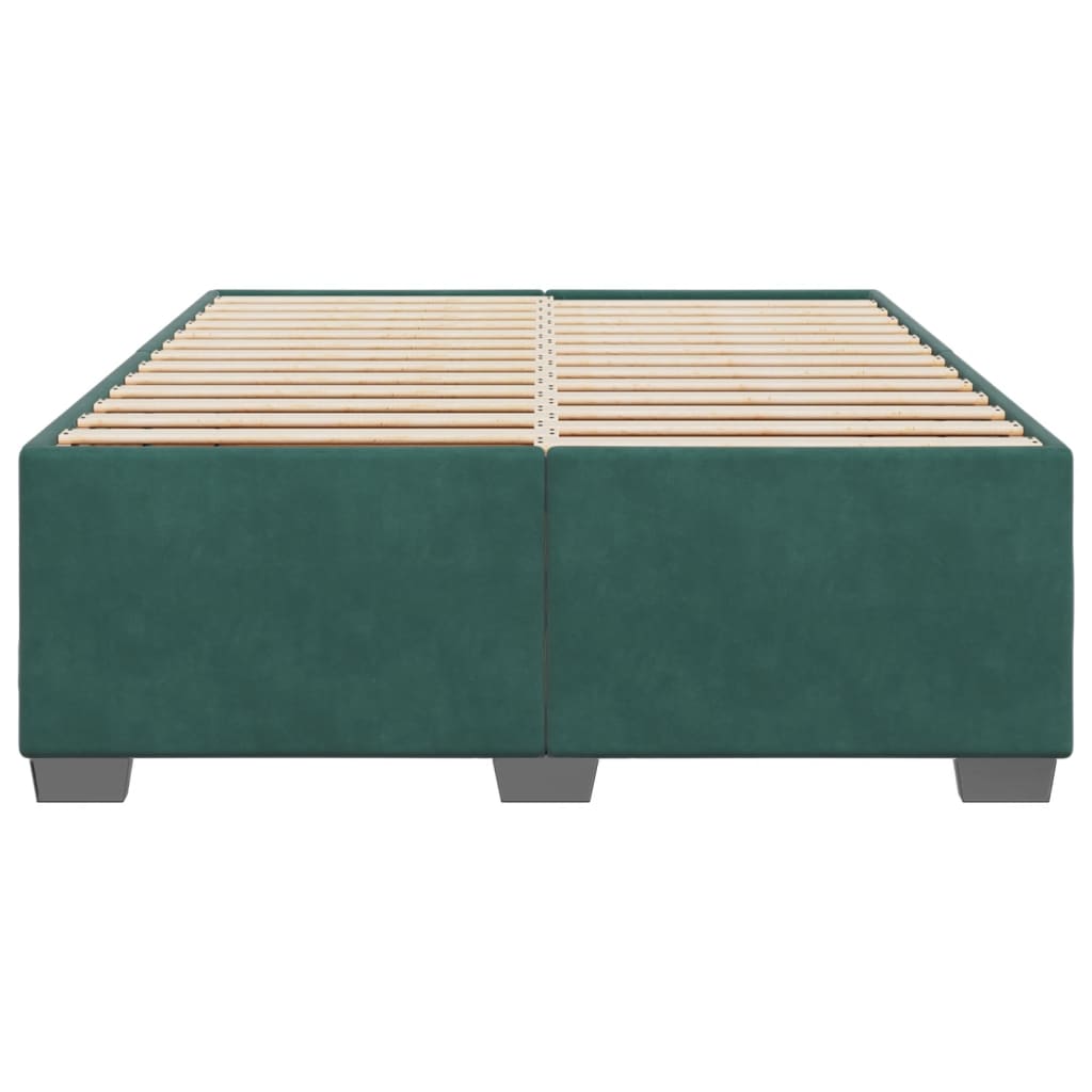 Cadre de lit sans matelas vert foncé 140x190 cm velours