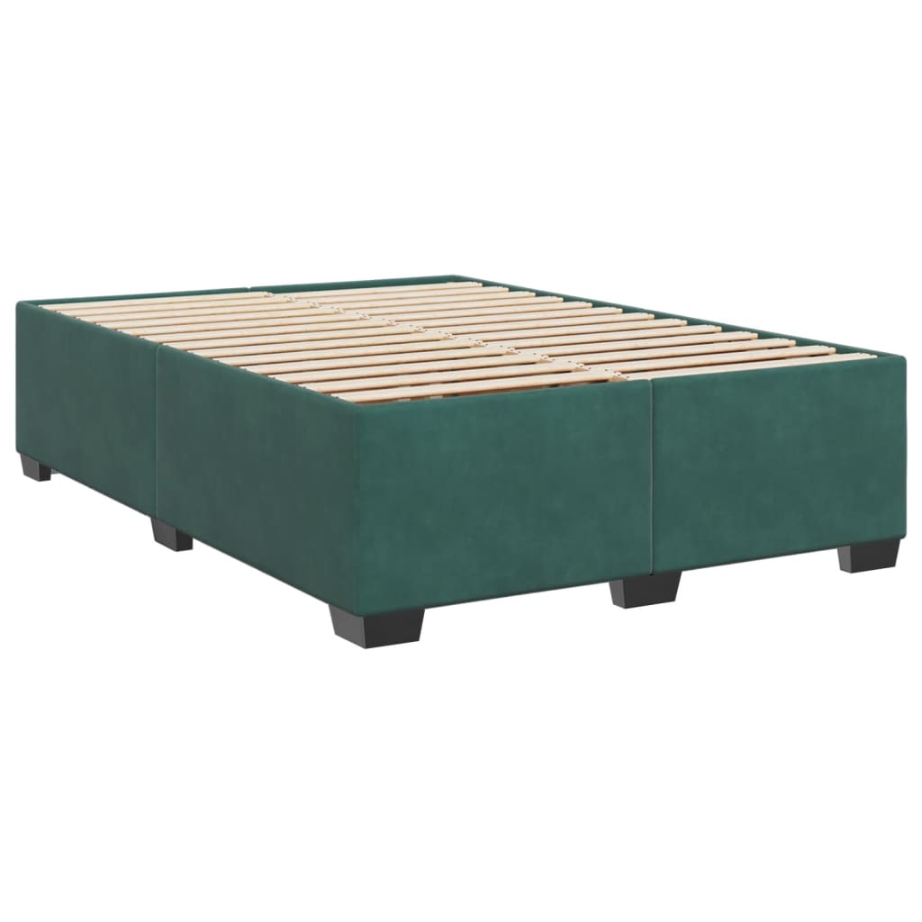 Cadre de lit sans matelas vert foncé 140x190 cm velours