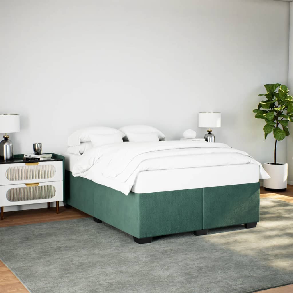 Cadre de lit sans matelas vert foncé 140x190 cm velours