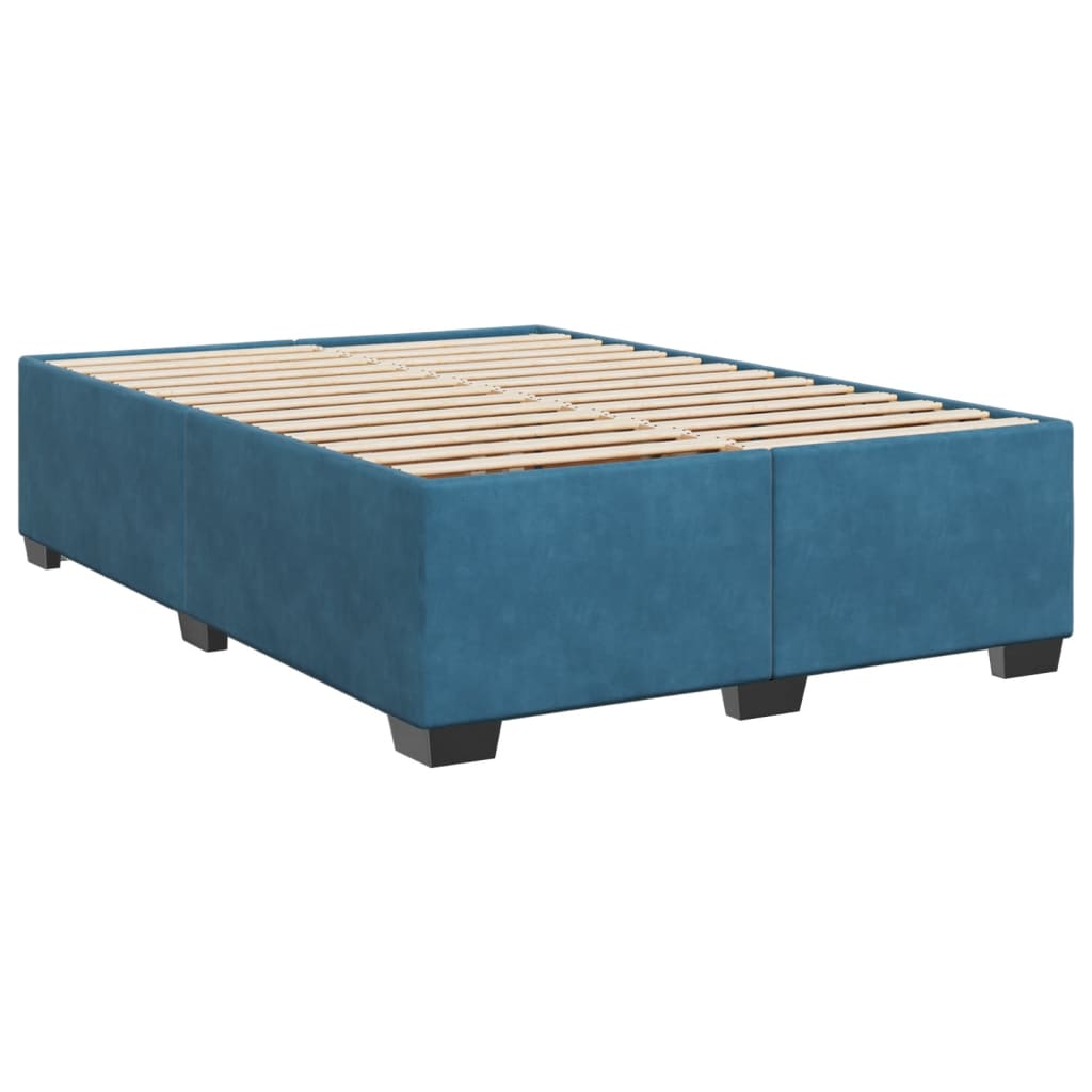 Cadre de lit sans matelas bleu 140x190 cm velours