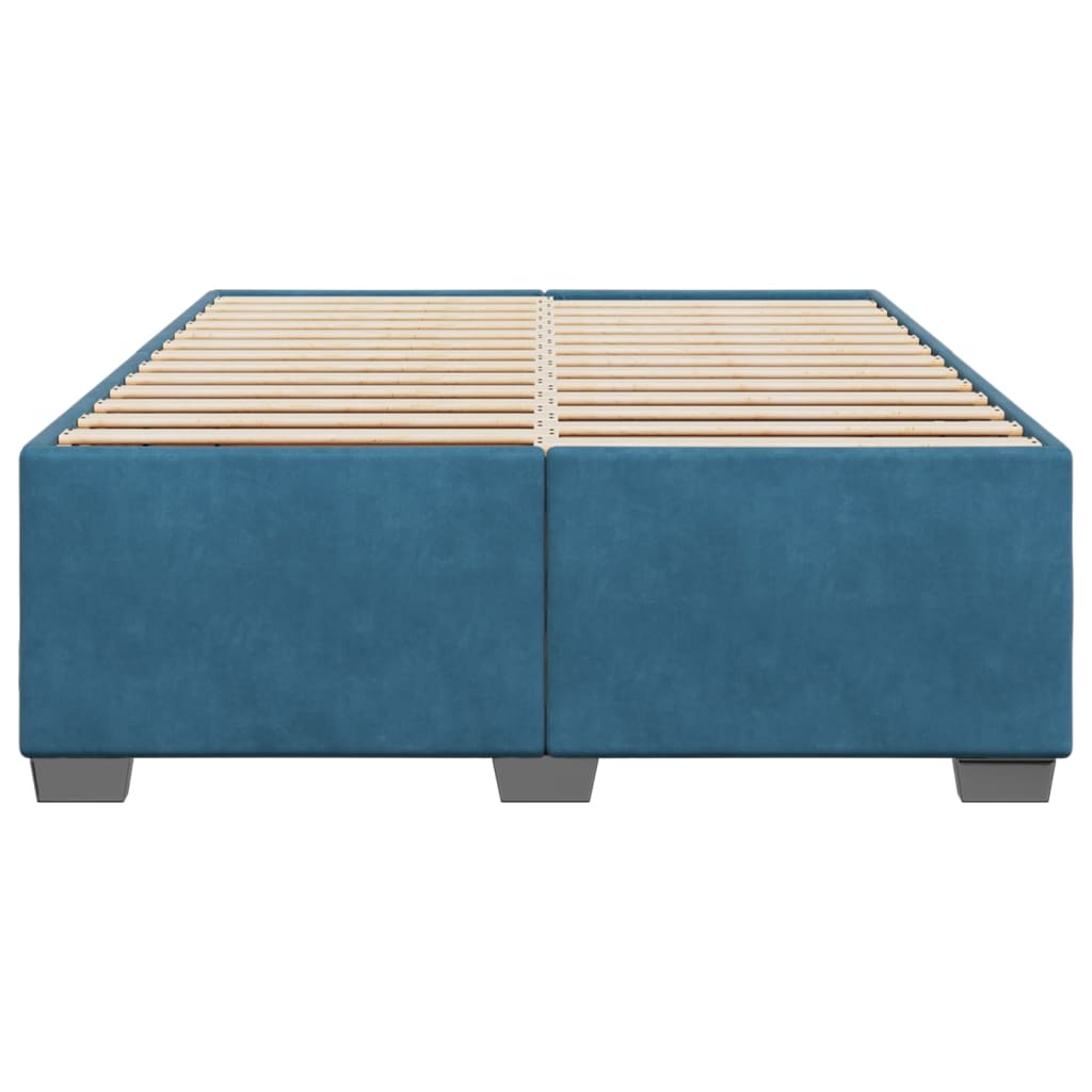 Cadre de lit sans matelas bleu 140x190 cm velours