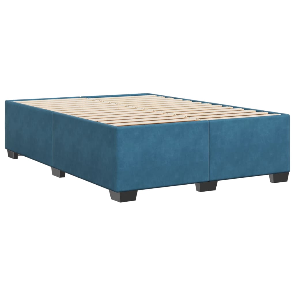 Cadre de lit sans matelas bleu 140x190 cm velours