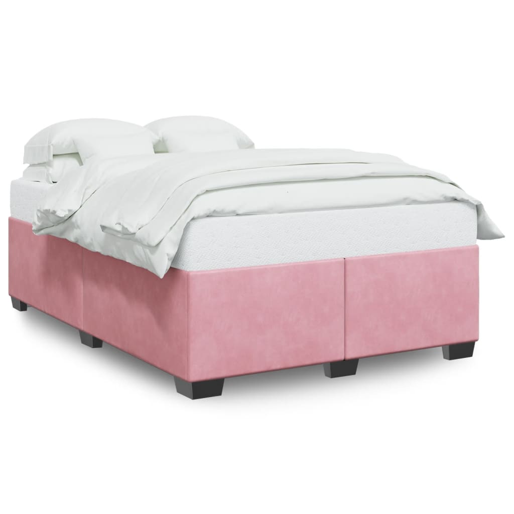 Cadre de lit sans matelas rose 140x190 cm velours