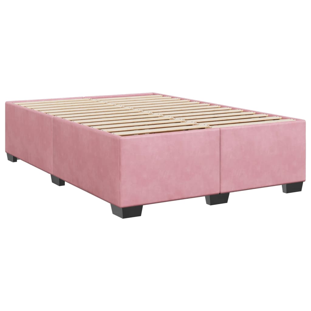 Cadre de lit sans matelas rose 140x190 cm velours