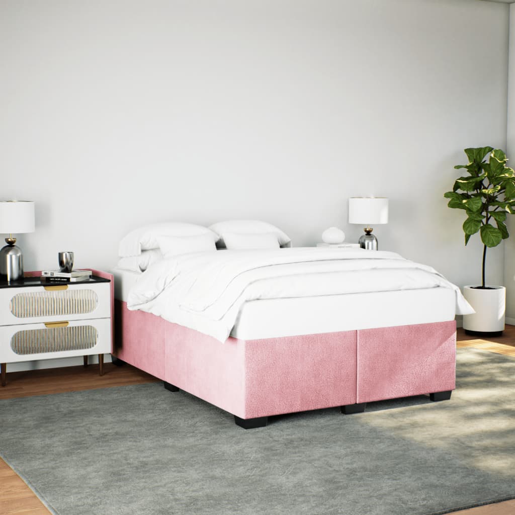 Cadre de lit sans matelas rose 140x190 cm velours