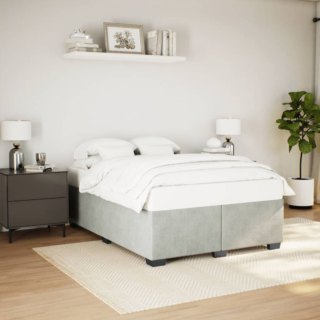 Cadre de lit sans matelas gris clair 140x200 cm velours