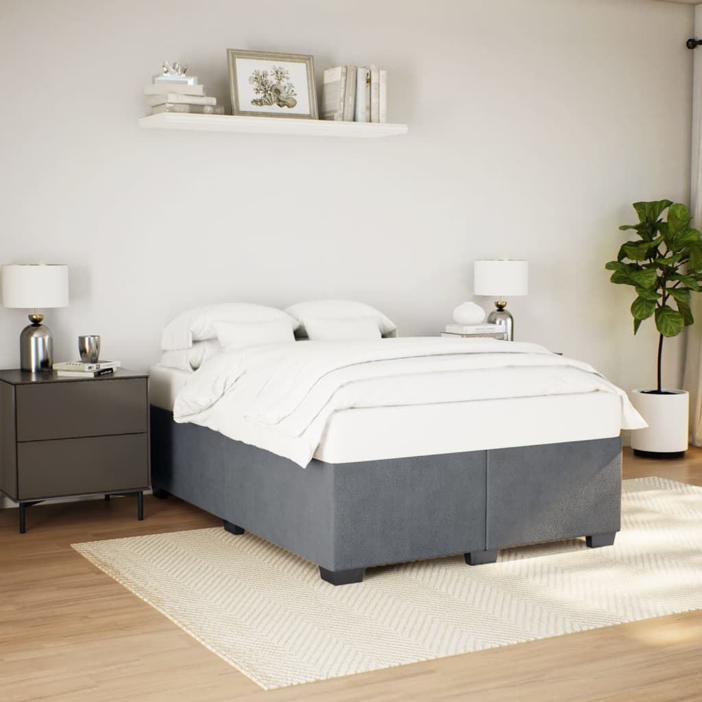 Cadre de lit sans matelas gris foncé 140x200 cm velours