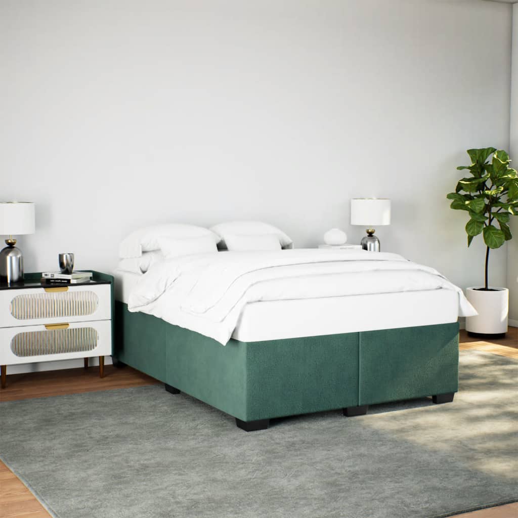 Cadre de lit sans matelas vert foncé 140x200 cm velours