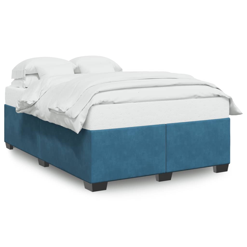 Bed frame without mattress blue 140x200 cm velvet