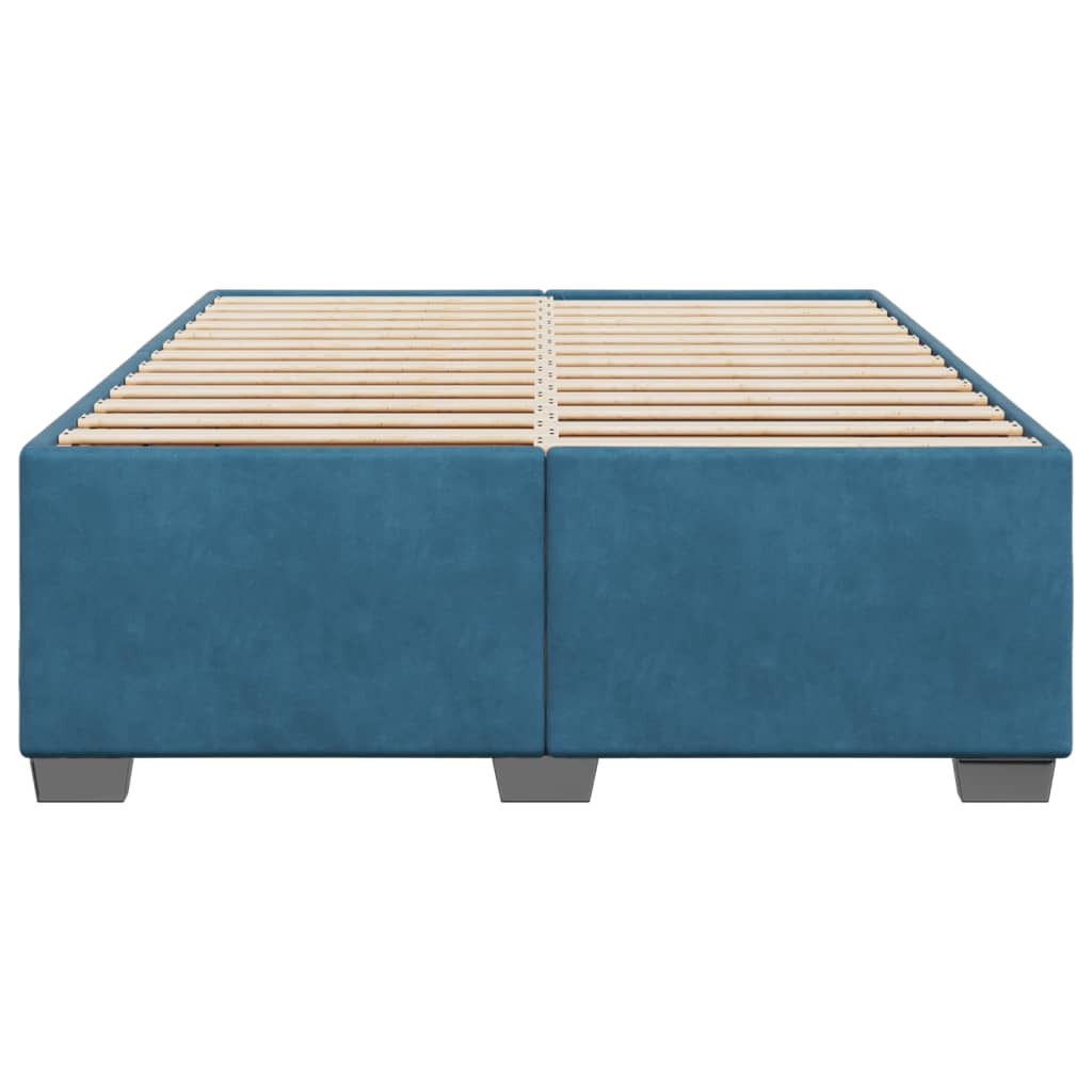 Bed frame without mattress blue 140x200 cm velvet