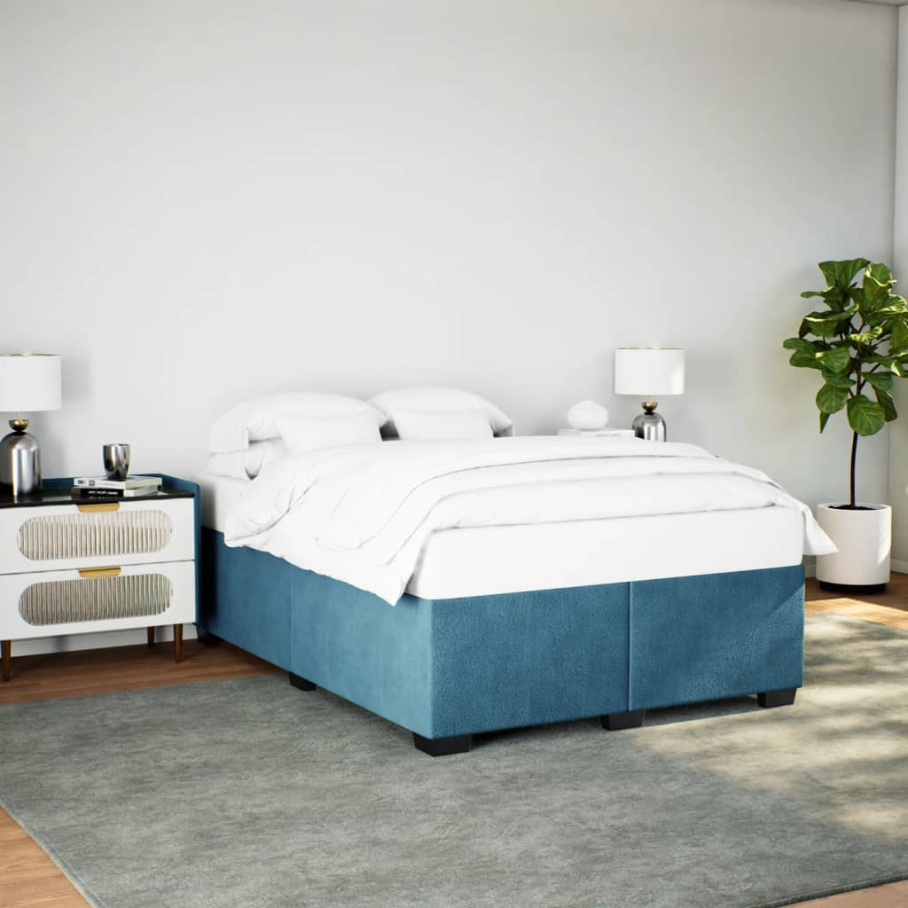 Bed frame without mattress blue 140x200 cm velvet