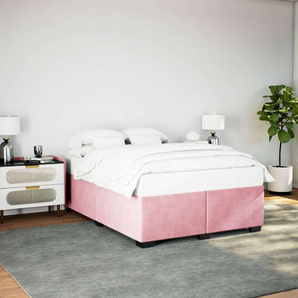 Cadre de lit sans matelas rose 140x200 cm velours