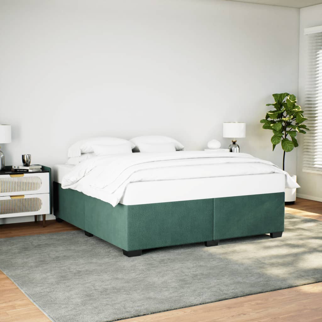 Cadre de lit sans matelas vert foncé 180x200 cm velours