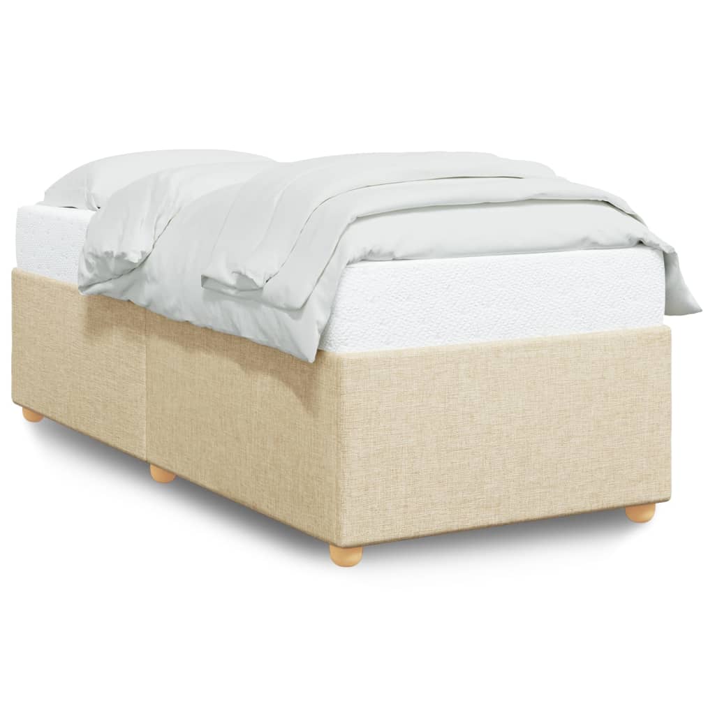 Cadre de lit sans matelas crème 90x190 cm tissu