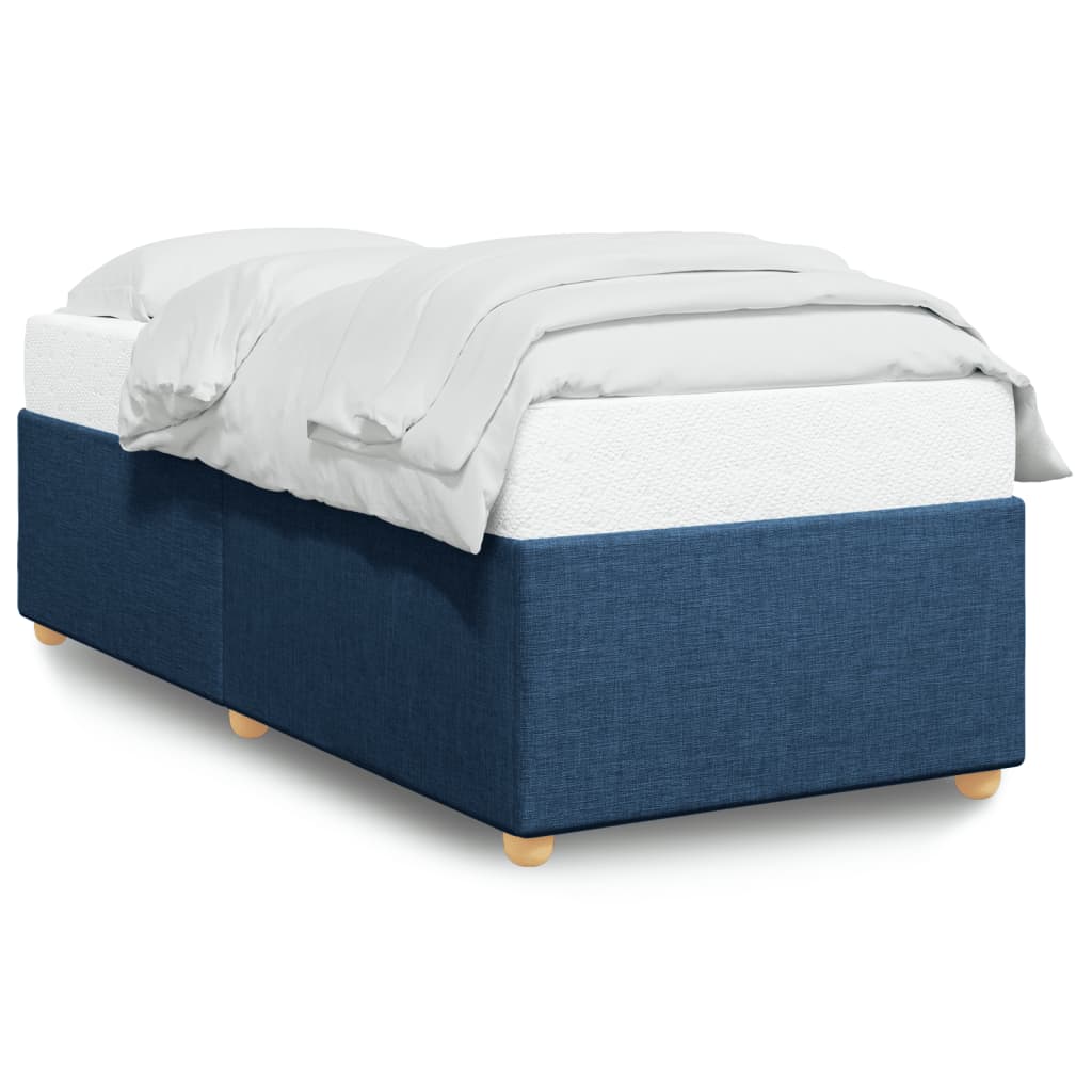 Cadre de lit sans matelas bleu 90x200 cm tissu