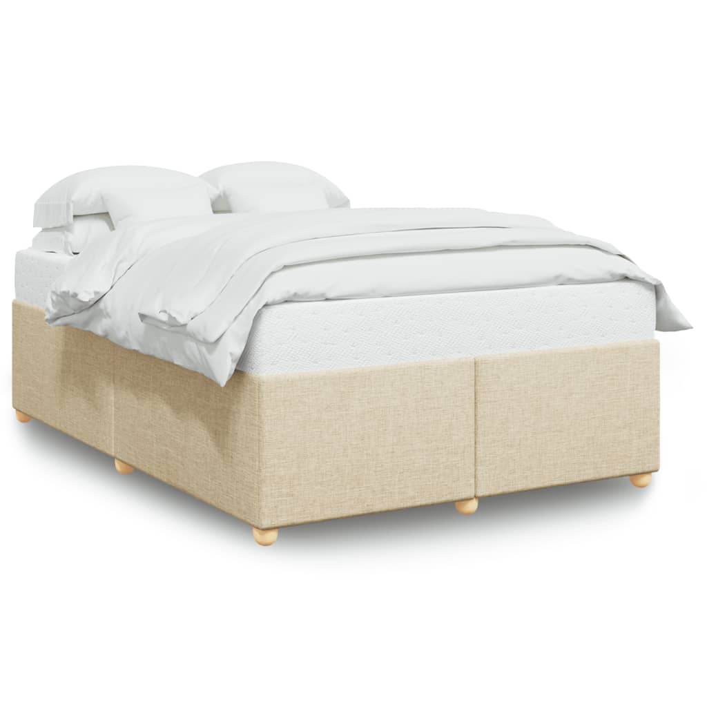 Cadre de lit sans matelas crème 140x190 cm tissu