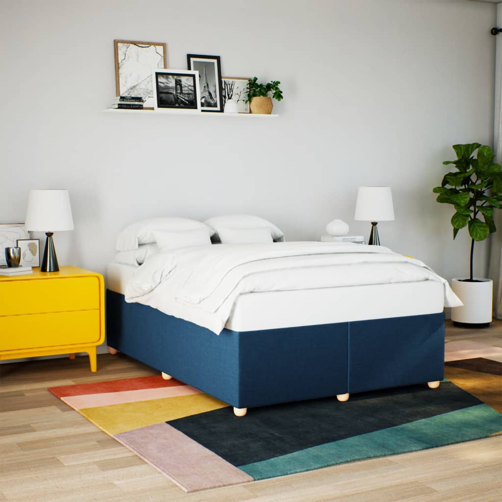 Bed frame without mattress blue 160x200 cm fabric