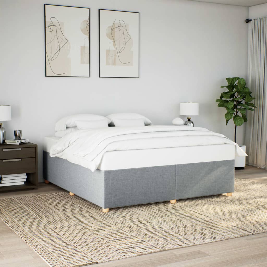 Cadre de lit sans matelas gris clair 200x200 cm tissu