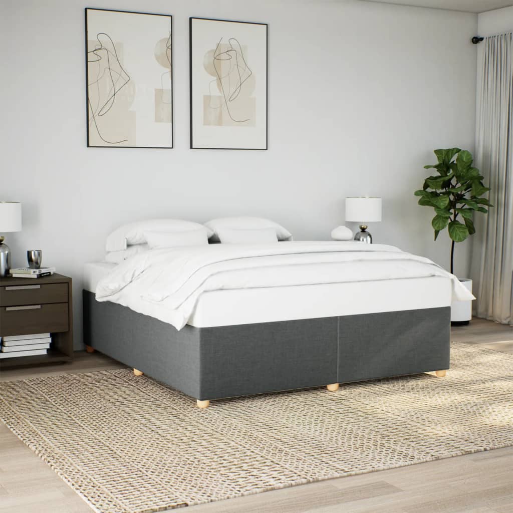 Cadre de lit sans matelas gris foncé 200x200 cm tissu