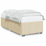 Bed frame without mattress cream 90x190 cm fabric