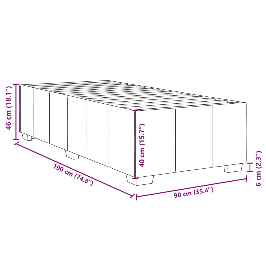 Bed frame without mattress cream 90x190 cm fabric