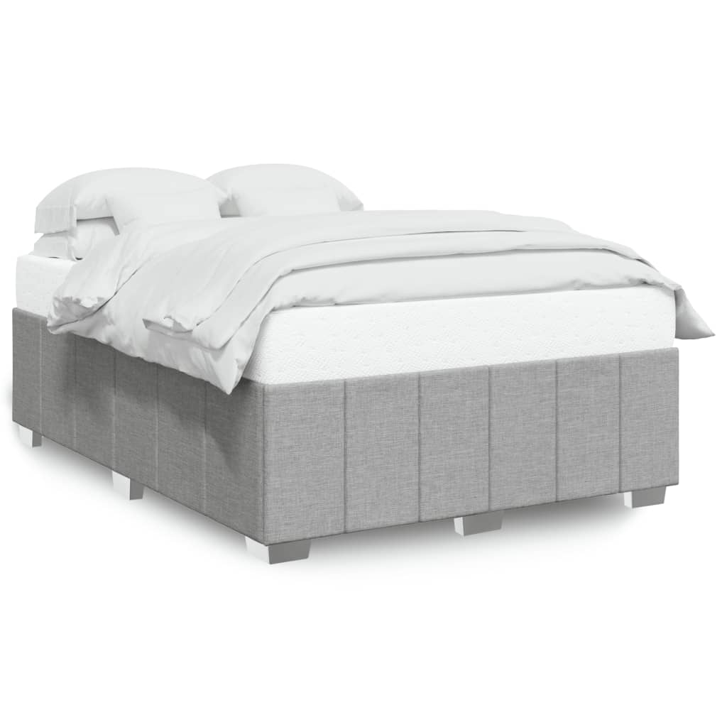 Cadre de lit sans matelas gris clair 140x190 cm tissu